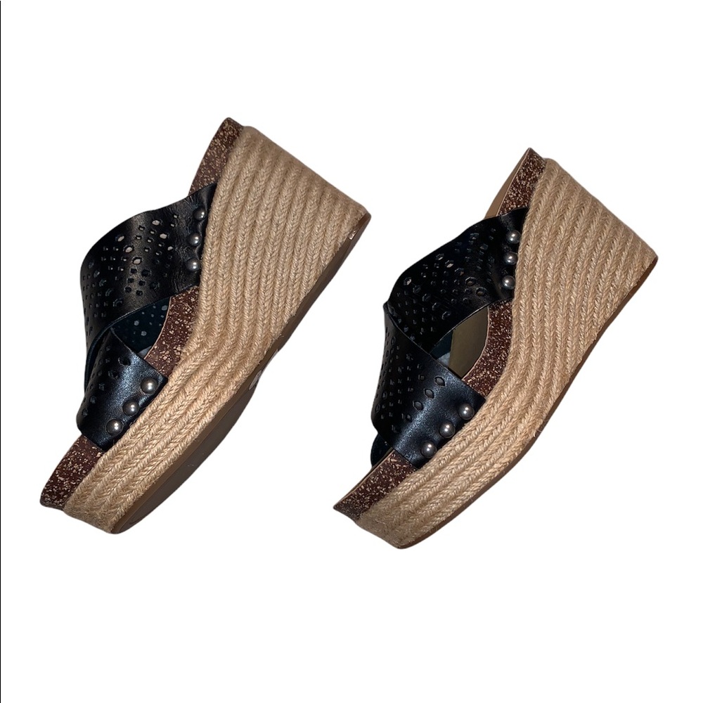 Lucky Brand 4” Summer Wedges (Never Worn), Tan and Black with Cork, Size 7.5